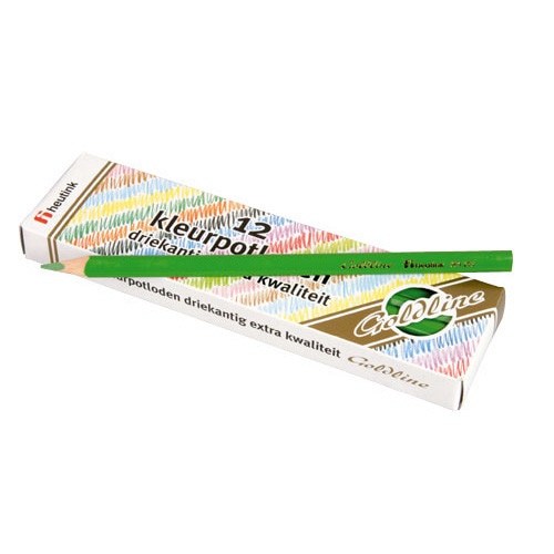 12 buc creioane triunghiulare subtiri VERDE DESCHIS, marca HEUTINK