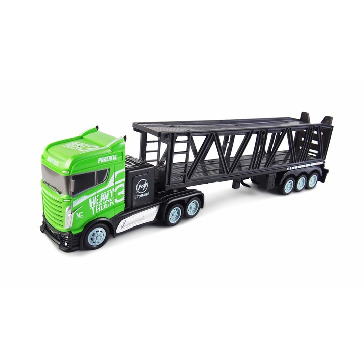 Camion Amewi RC cu autopreparc, 1:16, 2WD, semafor functional, radar, 3 masinute, ABS, viteza pana la 15 km/h
