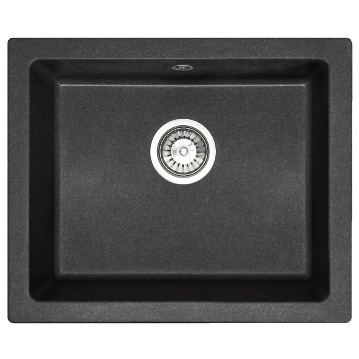 Chiuveta Bucatarie Rea Nels Black Dots, Granit, 56x46.5 cm