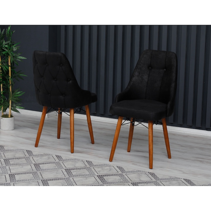 Стол Elif, от една част, трапезарен, кухненски, тапициран с дамаска, дървени крака, 95см x 50см x 45см - Мебели Desire