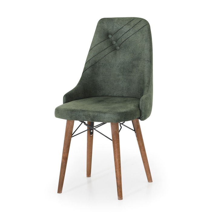Scaun Elif Verde, un bucat, dining, bucatarie, tapitate cu material textil, picioare lemn, 95cm x 50cm x 45 cm - Desire Furniture