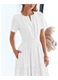 Rochie maxi alba PHIKER, cu maneci scurte, decolteu in V, talie elastica, cu buzunare, pentru vara, 2XL