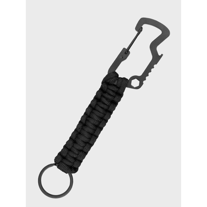 Breloc multifunctional DOMINATOR, metalic, deschizator de sticle, 1,5m, negru