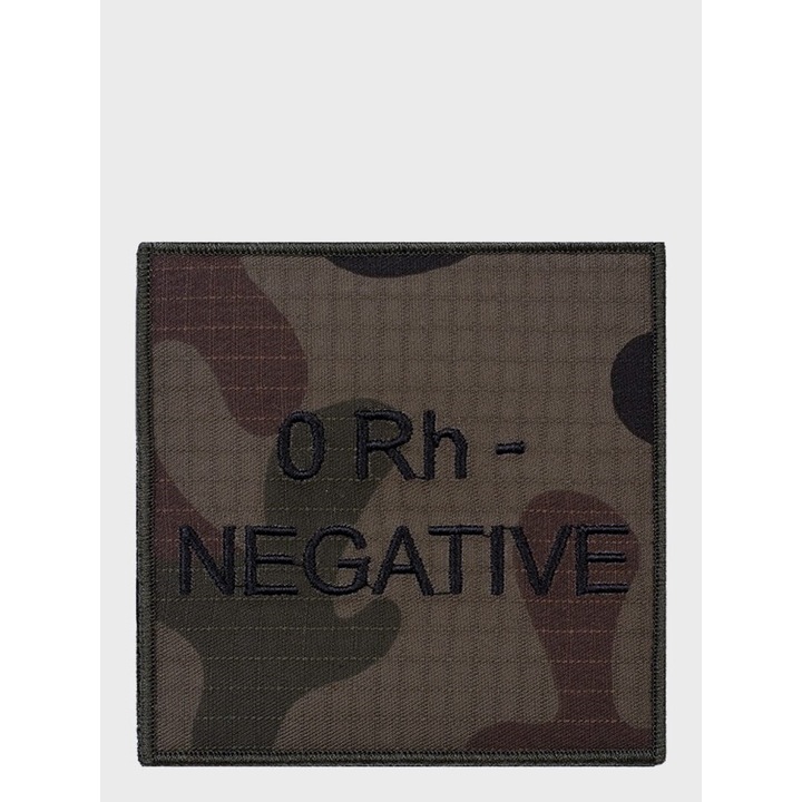 Emblema grupa sanguina 0 Rh-, SPIN, material US-21, 9,8x9,8cm, camuflaj polonez