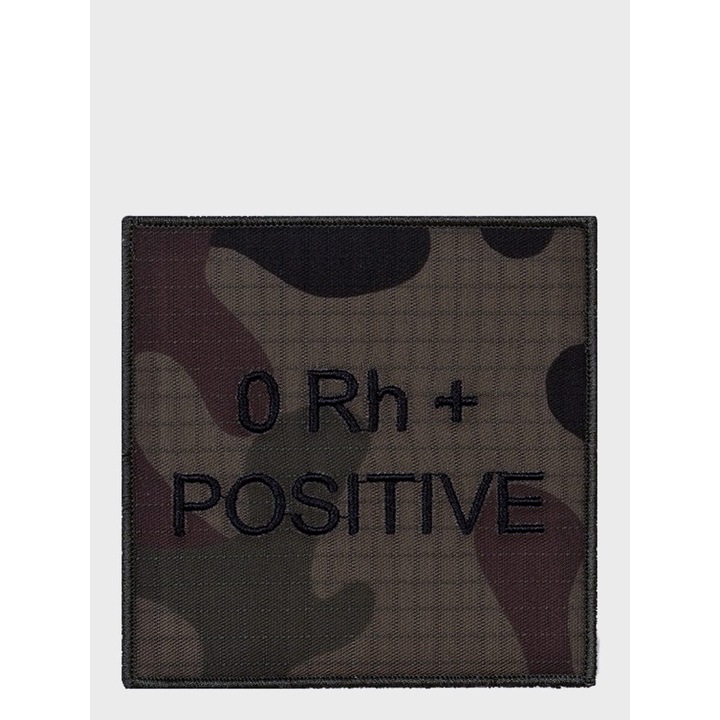 Emblema grupa sanguina 0 Rh+, SPIN, material US-21, 9,8x9,8cm, camuflaj polonez