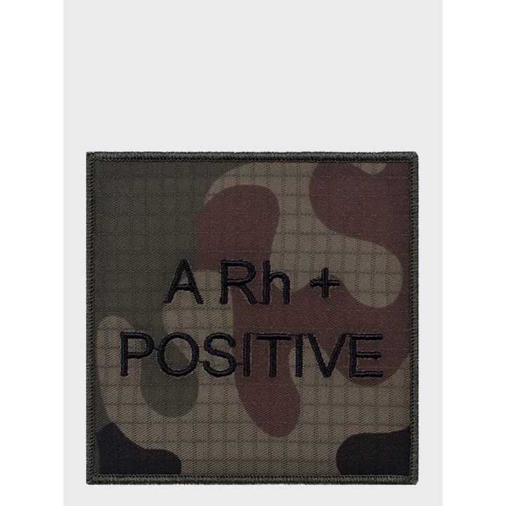 Emblema grupa sanguina A Rh+, SPIN, material US-21, 9,8x9,8cm, camuflaj polonez