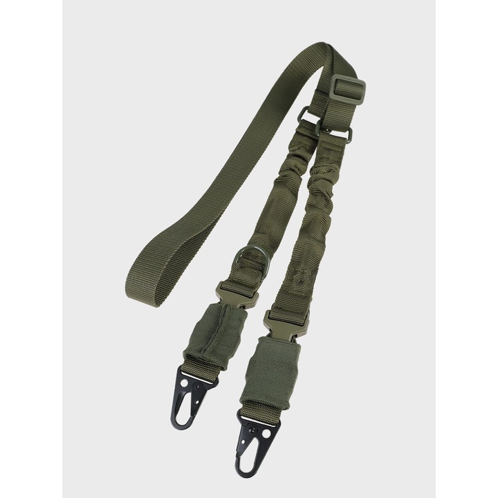 Curea de transport 2 puncte Bungee, Dominator, nylon, elastic, verde masliniu, 170x3cm
