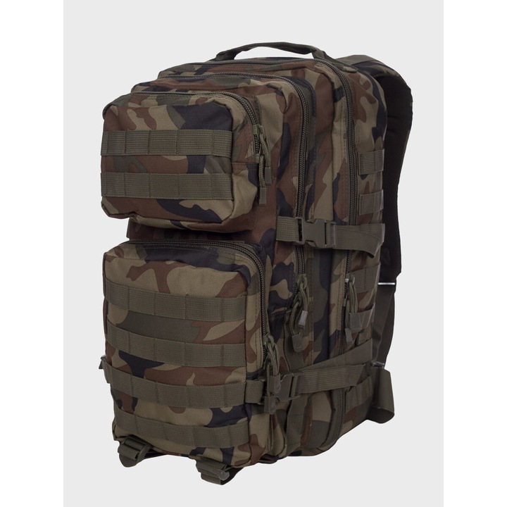 Rucsac tactic Brandit Cooper 40L, 4 compartimente, Woodland, 52x30x32cm