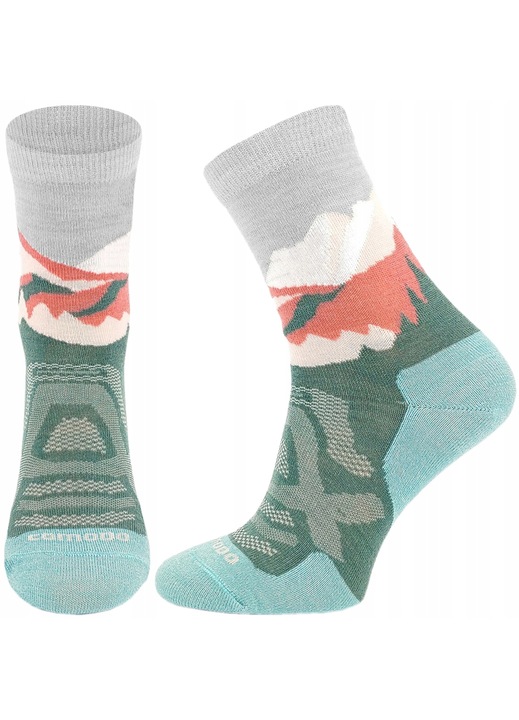 Sosete barbatesti, Comodo, trekking, multicolor, lana, imprimeu munti