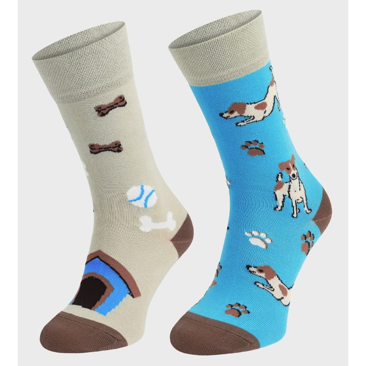 Sosete sport barbati Comodo, design caini, multicolor, material confortabil