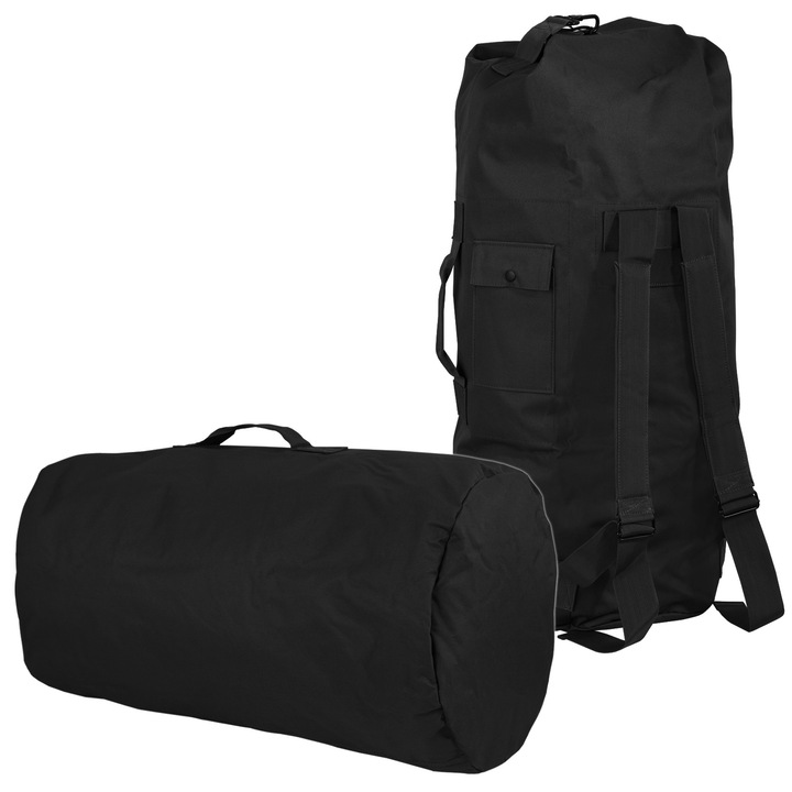 Geanta transport Dominator Urban Combat DUFFLE BAG, 100L, impermeabila, 95x40x40 cm, bretele reglabile, inchidere cu carabina, ideala pentru camping si drumetii, Negru