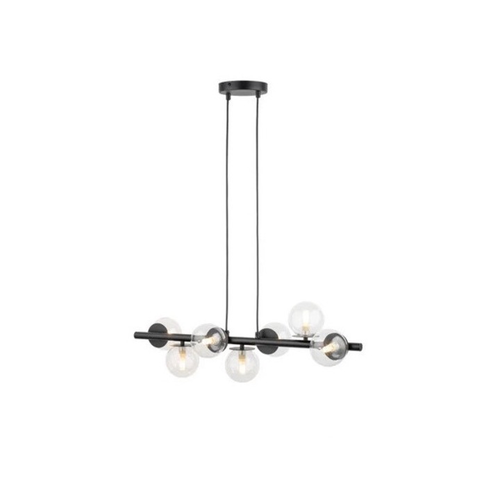 Lustra Sigma Lighting AVOLA, 7 surse G9, sticla, 74x24cm, inaltime maxima 120cm, neagra, fara becuri incluse
