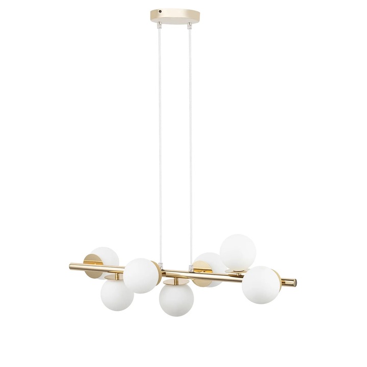 Полилей Sigma Lighting Avola, 7 източника на светлина, бяло стъкло, златист, 74x120см