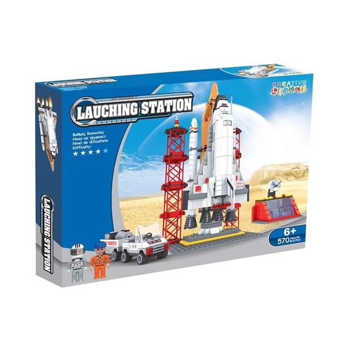 Caramizi de Constructie, Lansator de Rachete cu 2 Figurine, 570 Piese, 6ani+, 47x6.5x35 cm