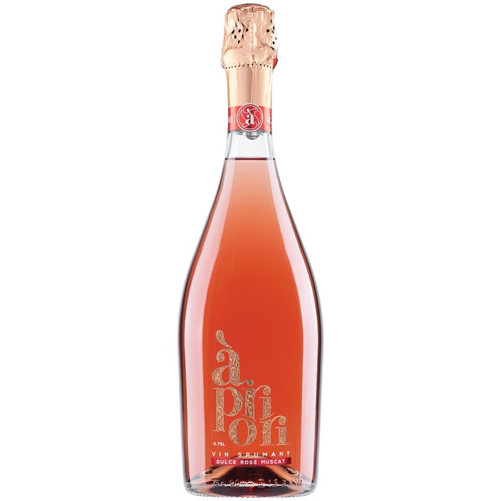 Vin Spumant Apriori, Muscat Rose, Dulce, 0.75l