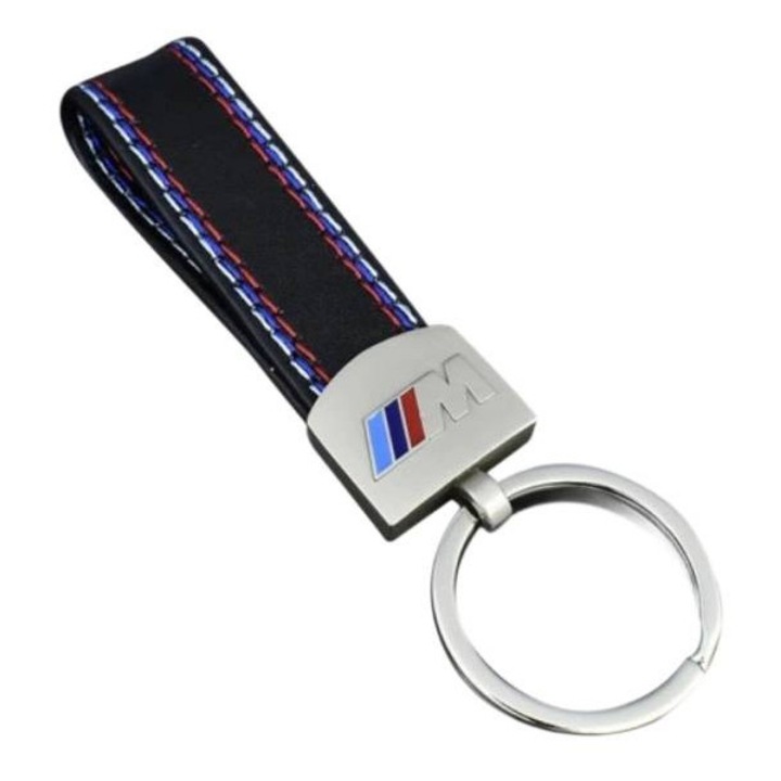Breloc auto BMW M-POWER, piele neagra, dimensiuni optime