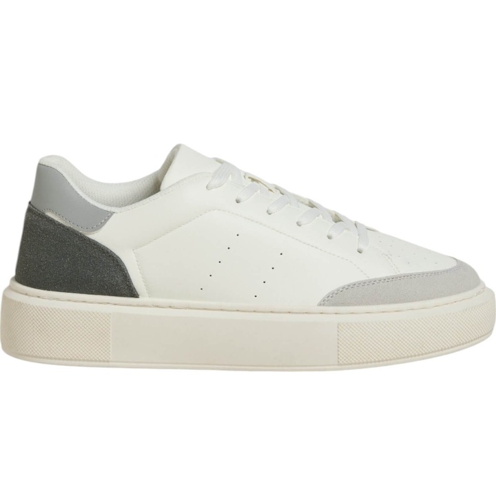 Jack & Jones, Pantofi sport low-cut din piele ecologica, Alb