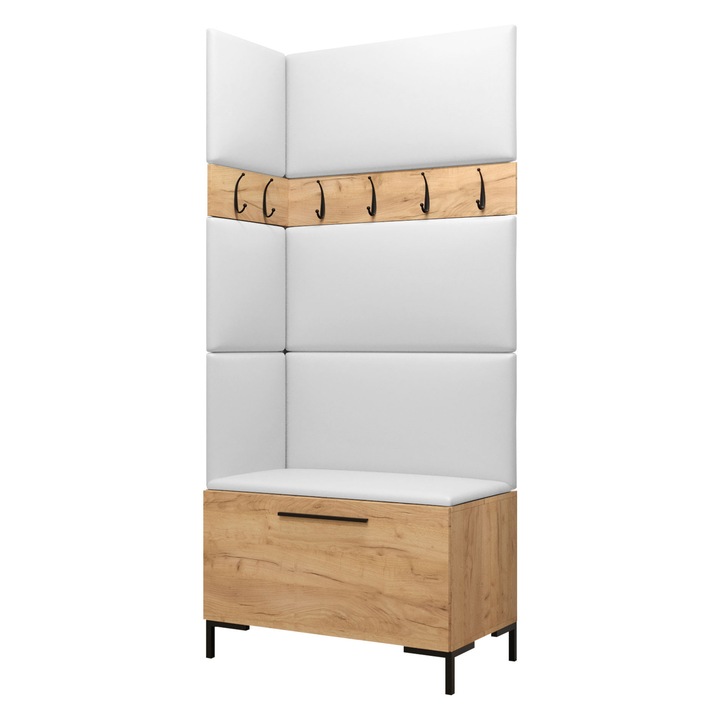 Mobilier pentru hol Frunofta IV, MIRJAN24, craft auriu + alb mat, 46x196x84 cm