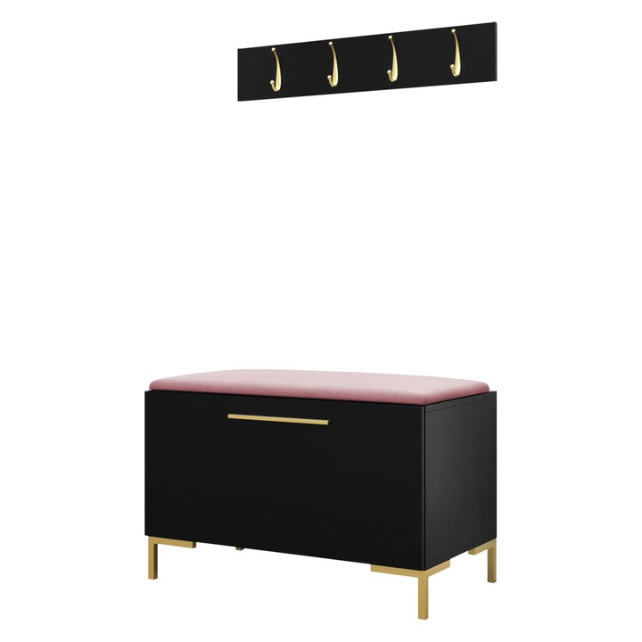 Mobilier pentru hol Frunofta VIII, MIRJAN24, negru + roz, 44x52x84 cm