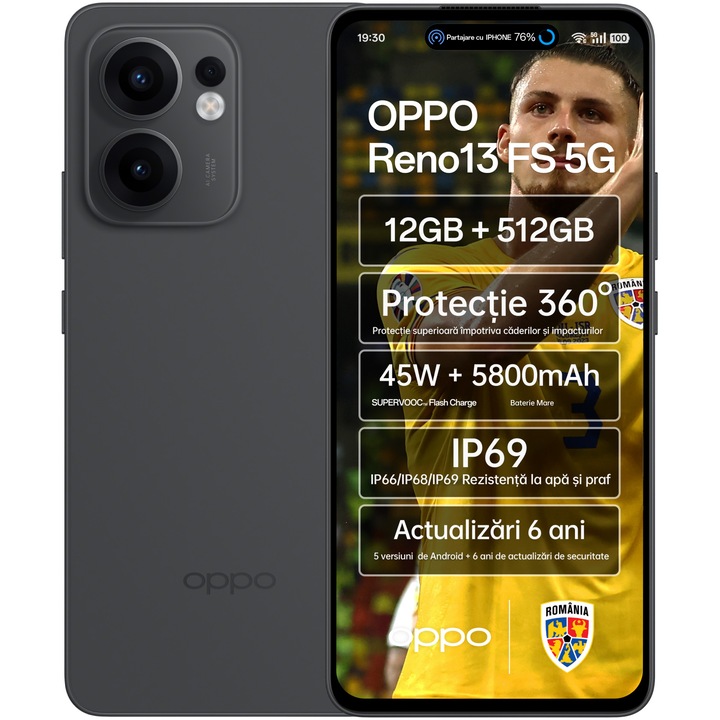 Смартфон OPPO Reno13 FS, 12 GB RAM, 512 GB, 5G, Graphite Grey