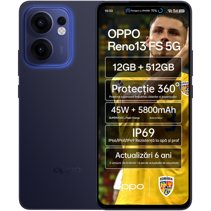Смартфон OPPO Reno13 FS, 12 GB RAM, 512 GB, 5G, Luminous Blue