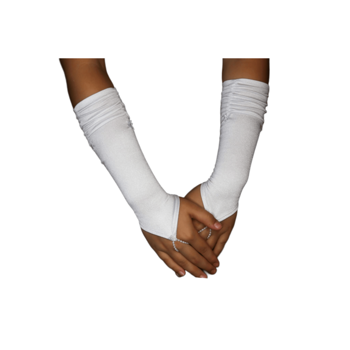 Manusi Albe Elegante pentru Fete cu Perle - Accesoriu deosebit pentru Ceremonii si Evenimente Speciale R38