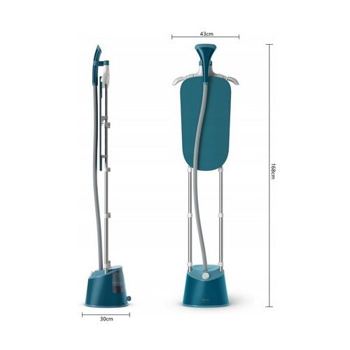 Aparat de calcat cu abur vertical Philips Seria 1000 STE1040/20, 1800 W, Rezervor 1.8 l, Debit de abur 36 g/min, 3 setari abur, Albastru