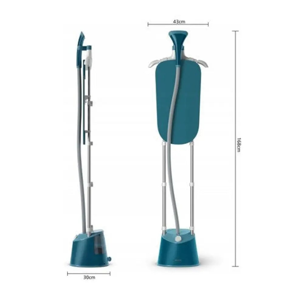 Aparat de calcat cu abur vertical Philips Seria 1000 STE1040/20, 1800 W, Rezervor 1.8 l, Debit de abur 36 g/min, 3 setari abur, Albastru