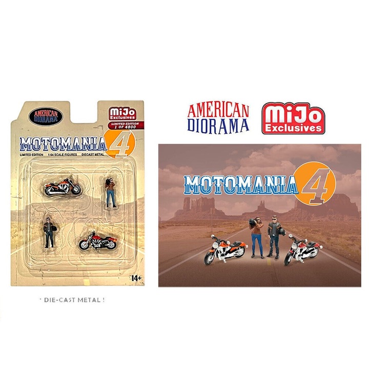 Motomania #4 figurakészlet, 1:64 American Diorama