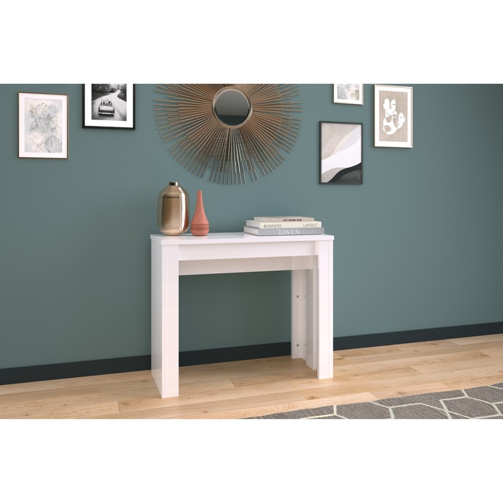 Masa dining extensibila alb Helena