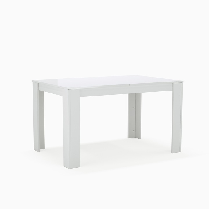 Masa dining extensibila 136/186 cm alb lucios Nell