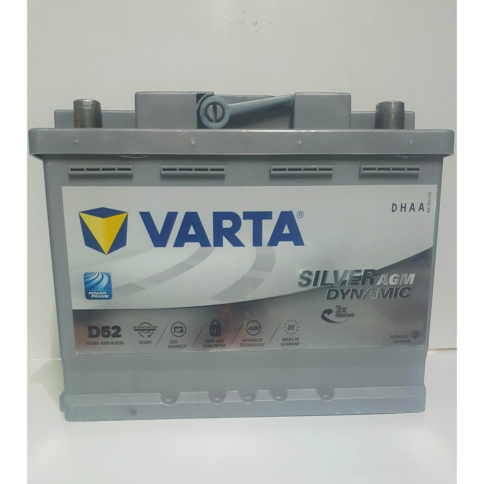 560901068D852 VARTA D52 SILVER dynamic D52 Batterie 12V 60Ah 680A B13 AGM- Batterie