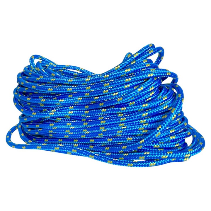 Franghie impletita, BKShop, fi10, Lungime 10 m, Latime 10 mm, Polipropilena, Cordelina, Constructie, Navigatie, Albastru