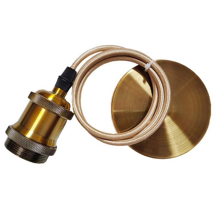 Pendul JIJU® Soclu E27 Vintage Auriu E27 maxim 60W Lungime Cablu 1m