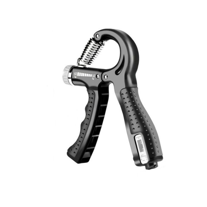 Állítható kézi hajlító, számláló funkció, állítható súly 10-60 kg, ergonómikus fogantyú, fekete
