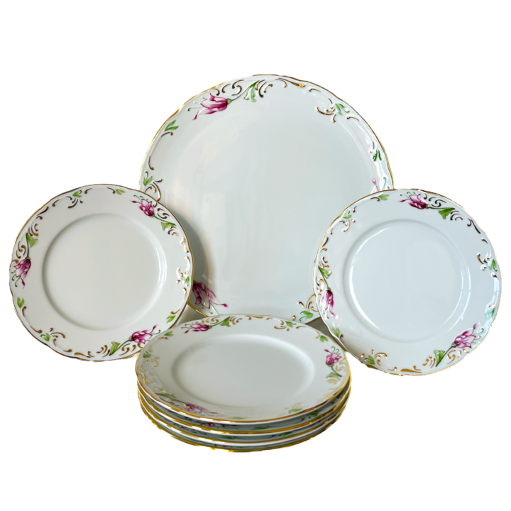 7 részes Cake Service, Moga, Tulipán rózsaszín