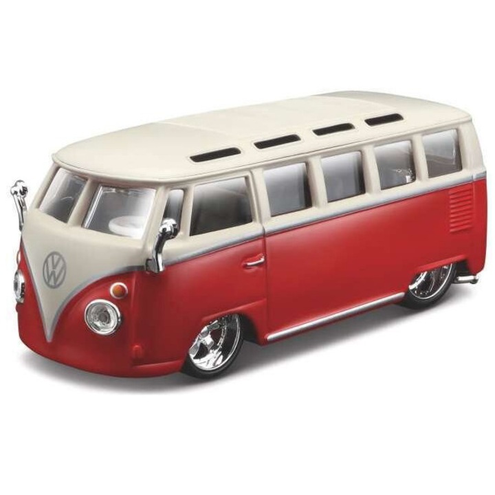 Bburago modellautó, Volkswagen Van Samba, 1:32, piros, 13cm