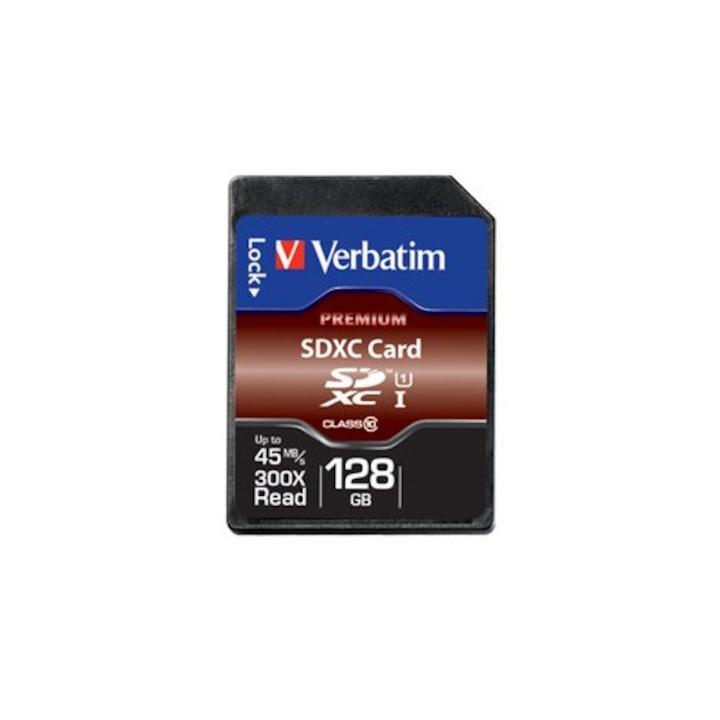 Card de memorie, VERBATIM, SDXC, 128GB, Clasa 10