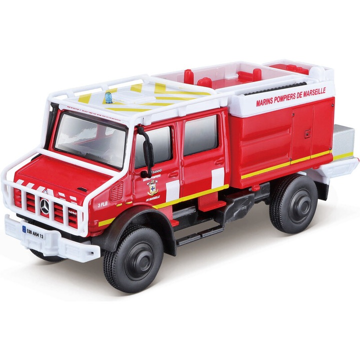 Bburago Mercedes-Benz Unimog U5000 modellautó-készlet, 13 cm, piros