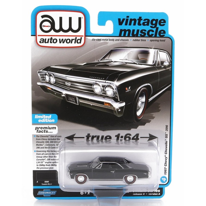 Chevrolet Chevelle Ss Coupe 1967 Autoworld 1:64 fekete
