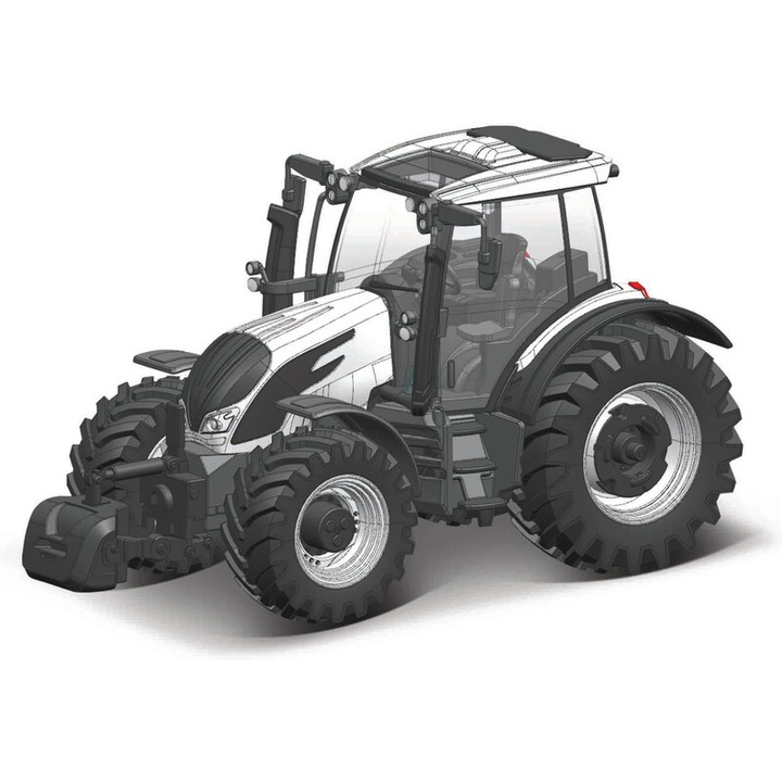 Automodell, Bburago, Valtra N174, fehér, 13 cm