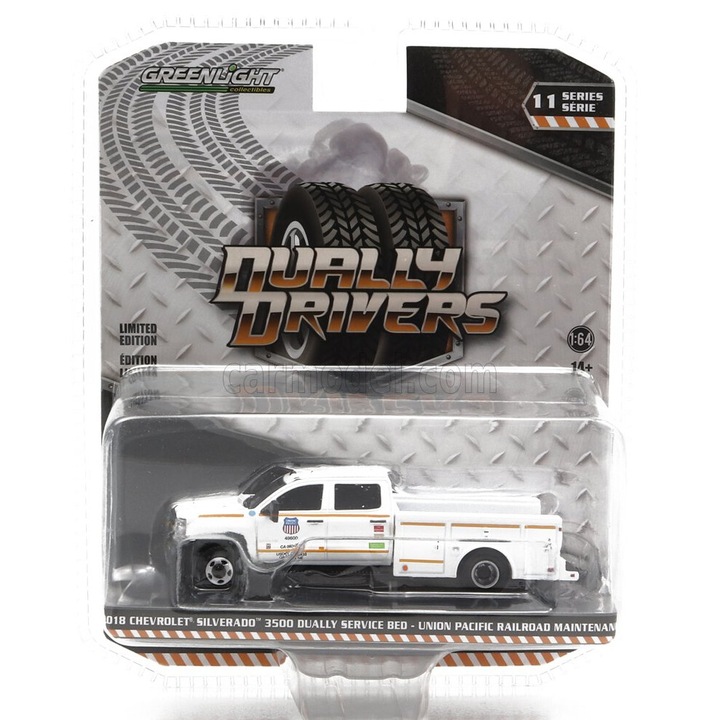 Modell autó, Greenlight, Chevrolet Silverado 3500 Double Cab, 1:64, fehér