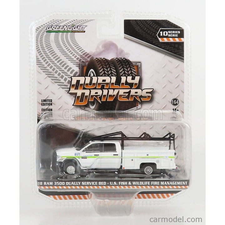 Greenlight Dodge Ram 3500 duplakabinos pick-up Wildlife Fire Engine 2018 1:64, fehér