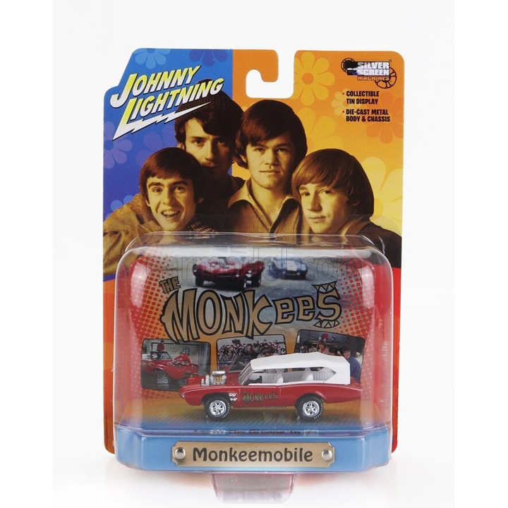 Johnny Lightning Pontiac Gto kabrió Monkeemobile 1966, piros-fehér, 1:64