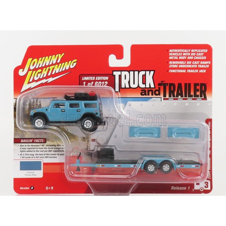 Johnny Lightning Hummer H2 pótkocsival 2004 1:64, óceánkék