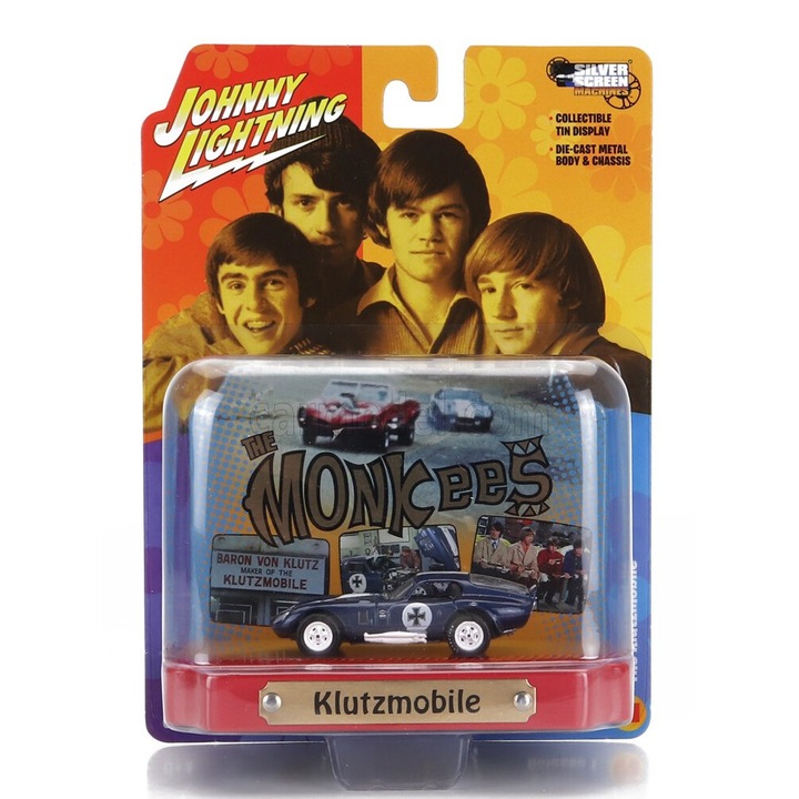 Autó, Johnny Lightning, Ford USA Shelby Cobra 1966, kék/fehér, 1:64