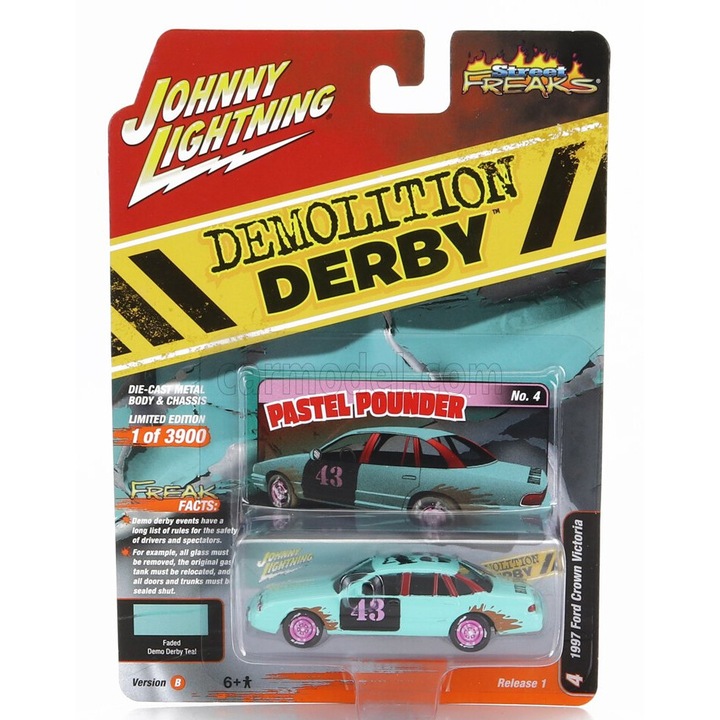 Johnny Lightning Ford Crown Victoria N 43 Demilition Derby 1997 1:64 autó, többszínű, 1:64