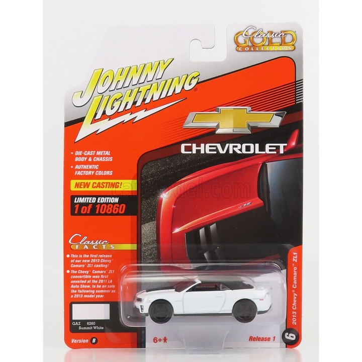 Modell autó, Chevrolet Corvette Zl1 Cabriolet 2013, 1:64, fekete/fehér