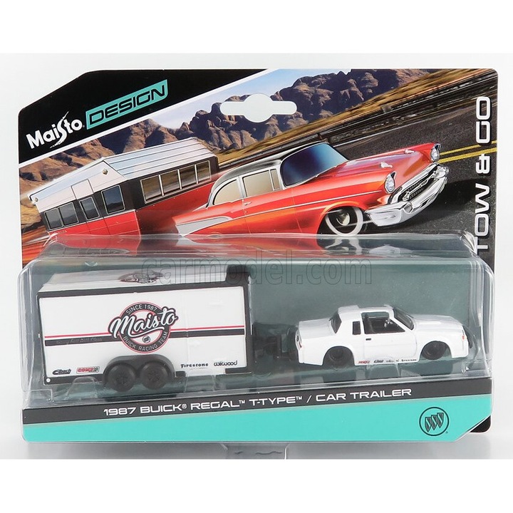Maisto Buick Regal pótkocsival 1987 1:64, fekete-fehér