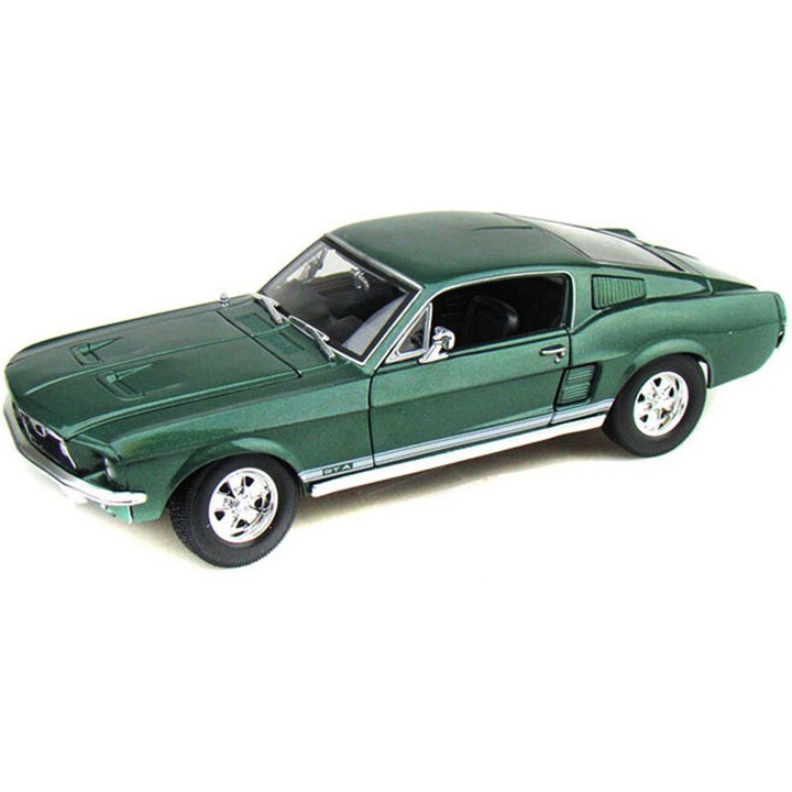 Maisto Ford Mustang Fastback 1967 modellautó, 27cm, metál zöld